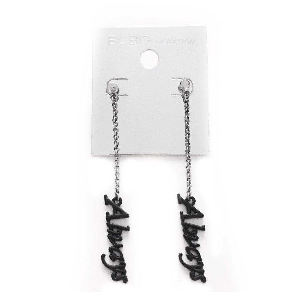 BCBGENERATION EARRINGS ALWAYS CHAIN SILVER BLACK